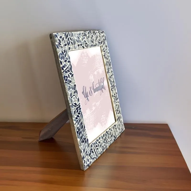 Mosaic Leaflets Photo Frame - Blue media 1