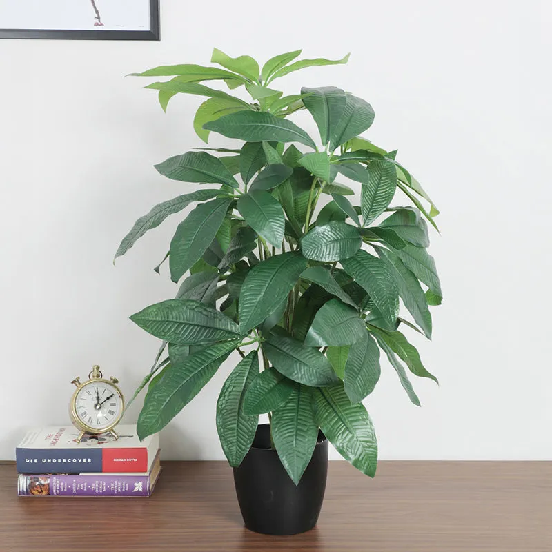 Lifelle Artificial Chestnut Plant With Black Plastic Pot - 2.5 Feet media 3