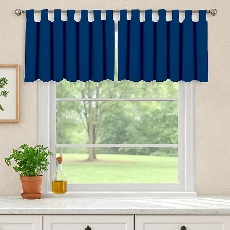 Tab Tale Flat Curtain Valance (Royal Blue) - Set Of Two media 1