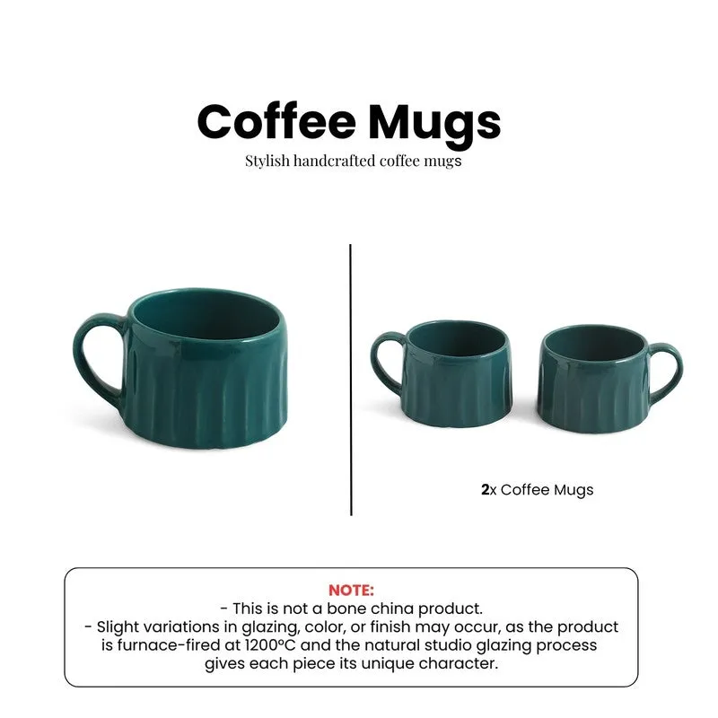 Aqua Ceramic Coffee Mug (250 mL Each) - Set Of Two media 6
