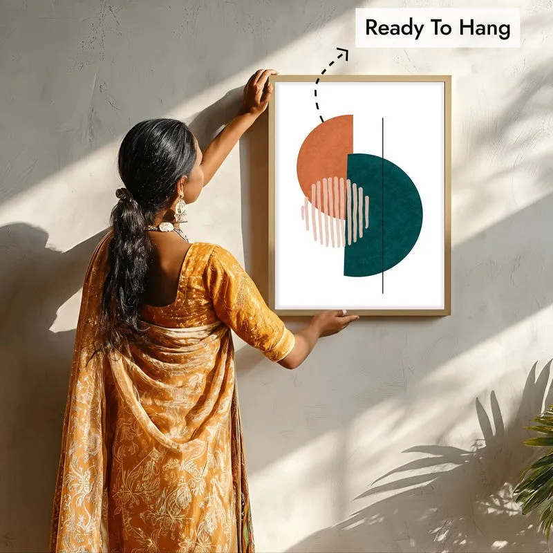 Linear Phase Canvas Wall Painting With Brown Frame media 7