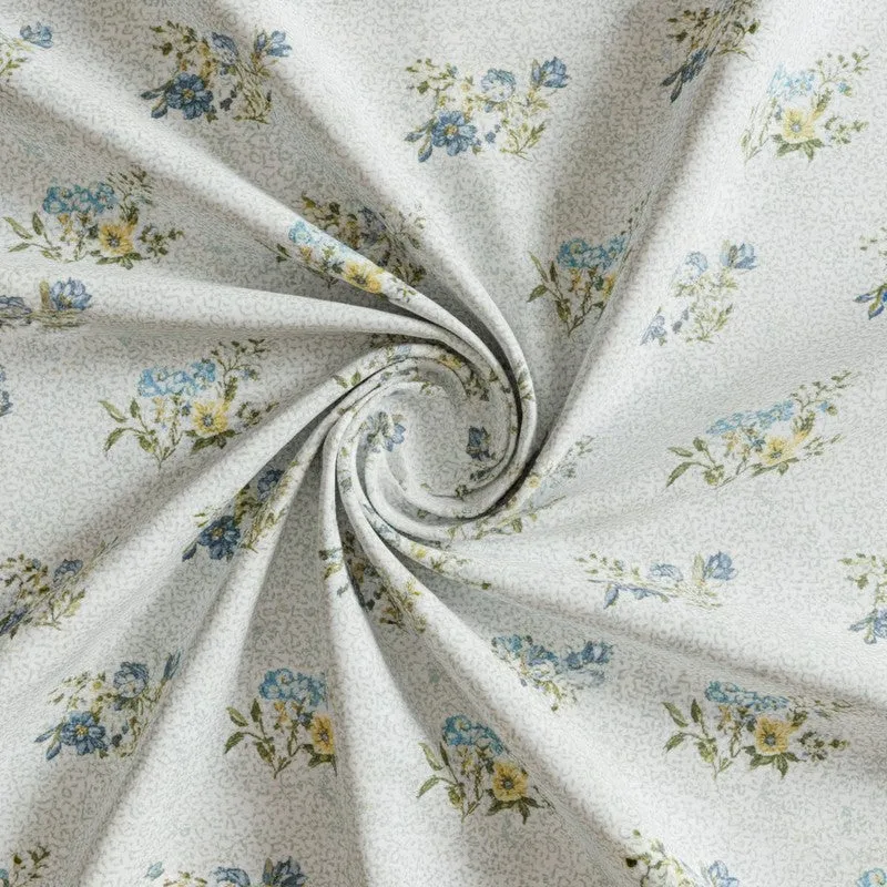 Floral Rush Printed Cotton Bedsheet (Blue) - 200 TC media 5