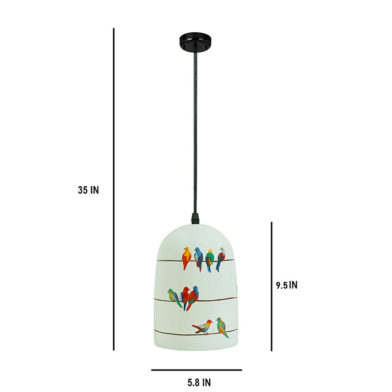 Perch & Glow Hand Painted Glass Hanging Lamp image 6