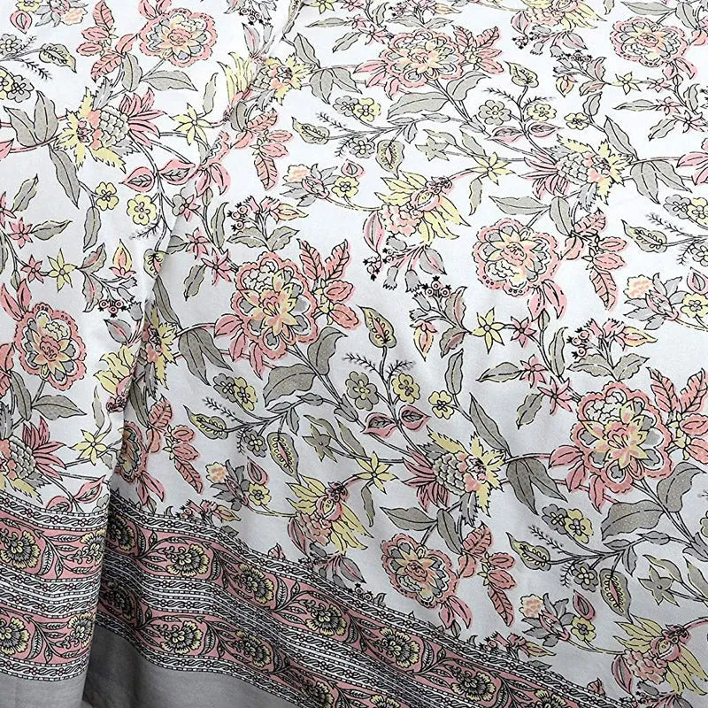 Yellow Jungle of Flowers Cotton Bedsheet - 144 TC media 4