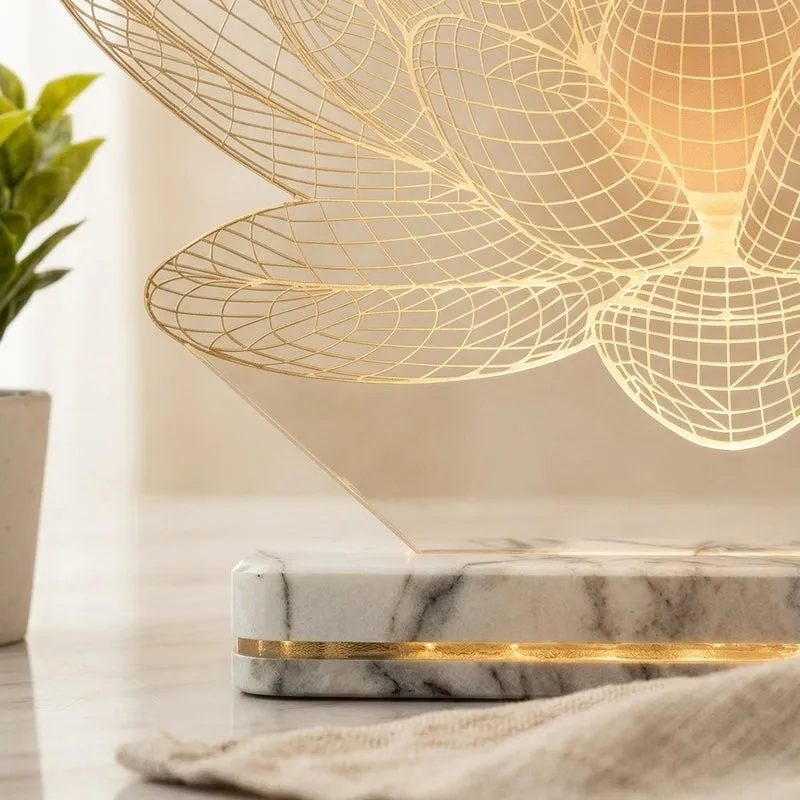 Lit Lotus Acrylic Table Lamp - Transparent media 4