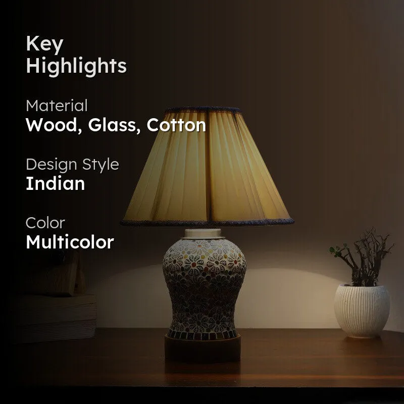 Santora Pleated Wooden Table Lamp - Multicolor - 2