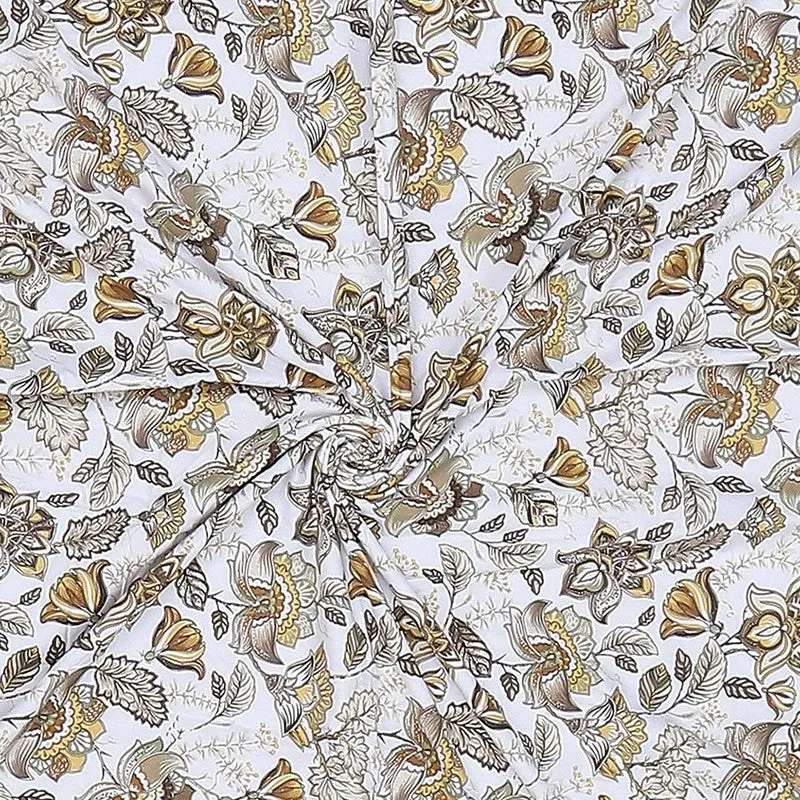 Monte Carlo Petalisa Floral Polycotton Reversible Dohar (Light Brown) - 150 GSM media 6