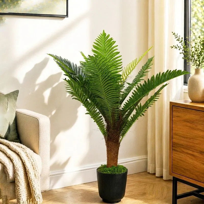 Pure Verde Palm Artificial Plant With Black Plastic Pot - 89 cm (2.9 ft) media 1