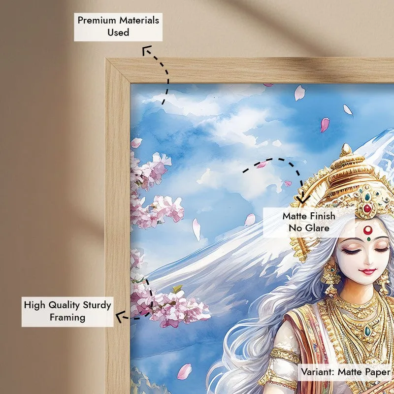 Vidya Dhayini Spiritual Archival Paper Wall Painting - Natural Brown Frame media 6