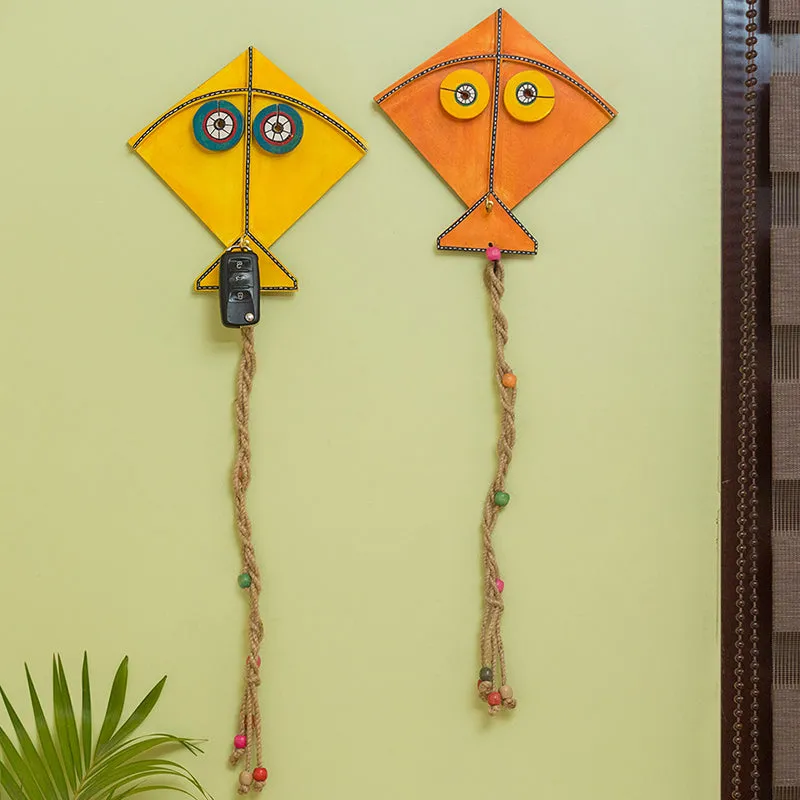 Vibrant Patang Wood & Jute Wall Accent - Set Of Two media 1