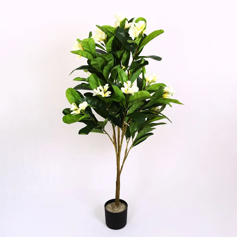 Verdiq Artificial Frangipani With Black Plastic Pot - 4.5 Feet media 5
