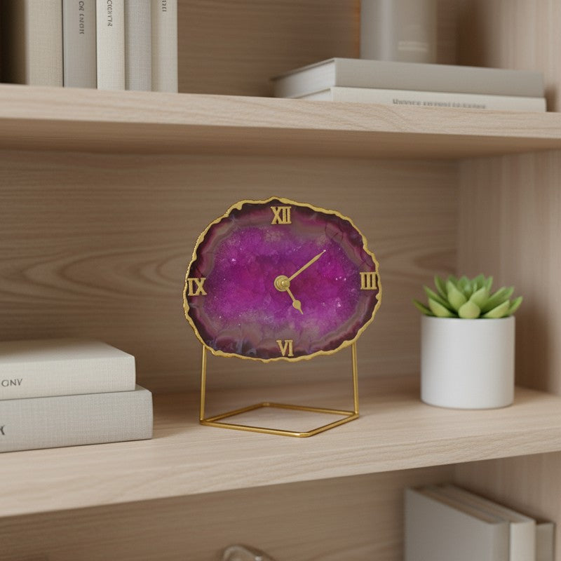 Crystal Keeper Agate Table Clock - Pink media 7