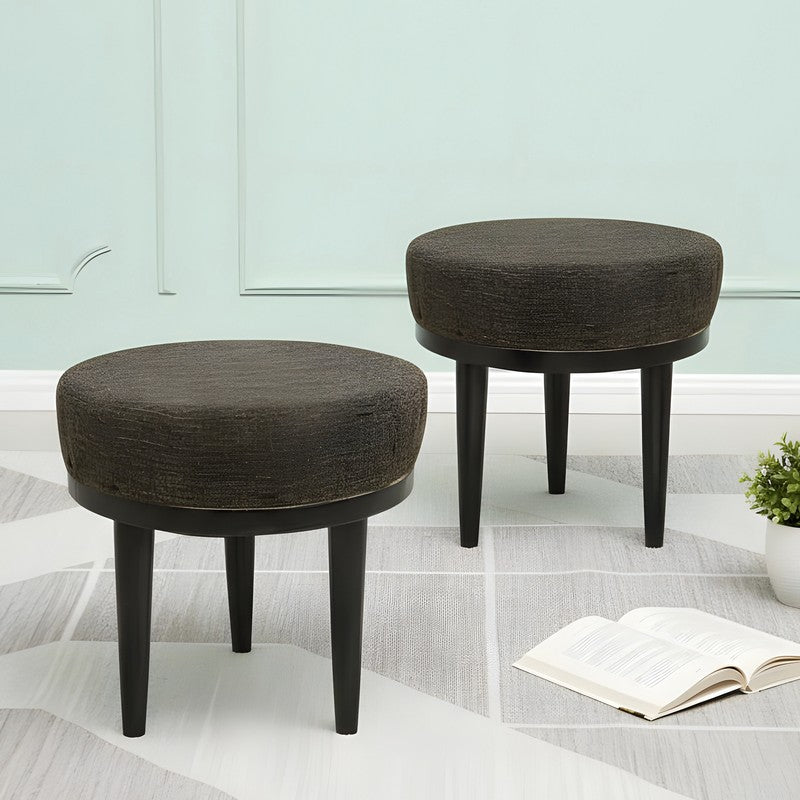 Kynex Sheesham Wooden Stools (Brown) - Set Of Two