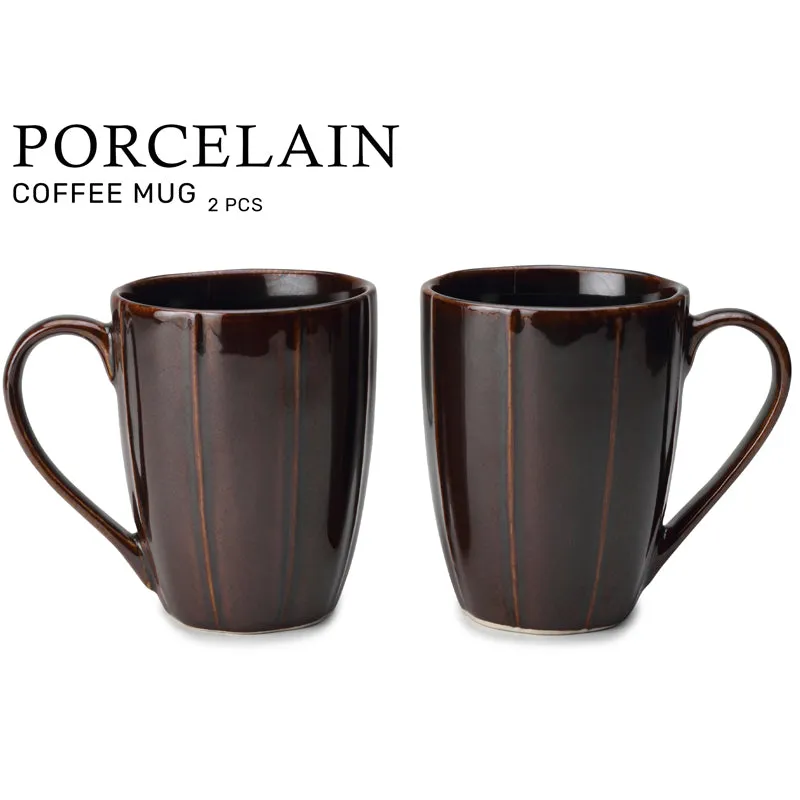 Ciro Porcelain Coffee Mug (300 mL Each/Brown) - Set of Two media 3
