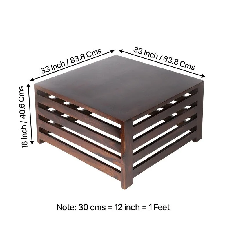 Qervon Sheesham Wooden Center Table - Taupe media 10