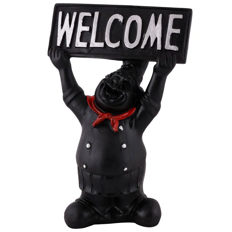 Gourmet Welcome Painted Polyresin Show Piece - Black media 3