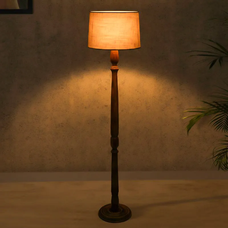 Elfin Serra Wooden Floor Lamp - Light Brown media 1