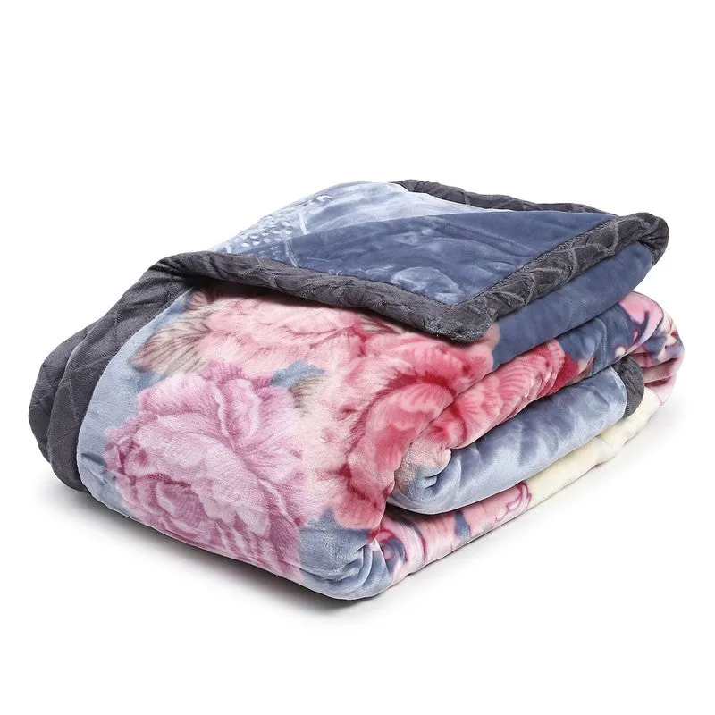 Monte Carlo Blush Blossom Blanket (Blue,Pink)- 1000 GSM media 6