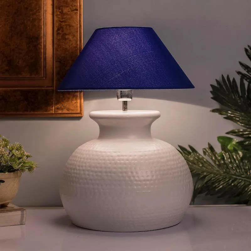 Gleam Quest Fabric Table Lamp - White,Blue media 1