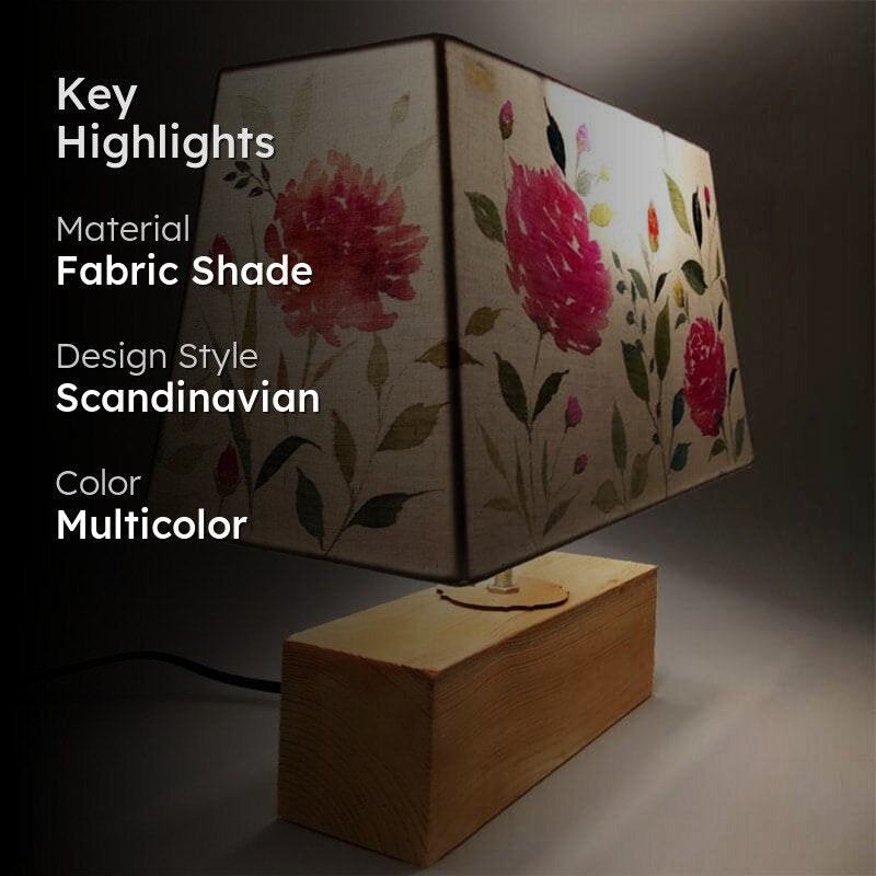 Flora Nest Recto Handpainted Fabric Table Lamp - Multicolor image 2