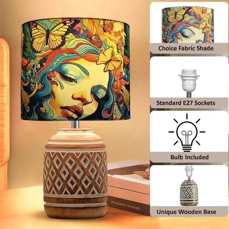 LadyBloom Wooden Table Lamp media 5
