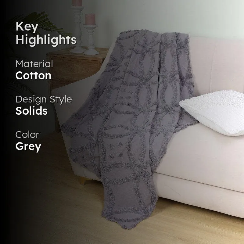Marigo Cotton Throw - Dark Grey media 2