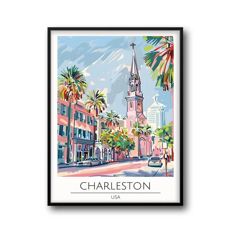 Vintage Charleston Framed Canvas Wall Painting media 5