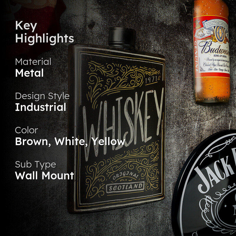 Whiskey Flask Metal Wall Accent media 2