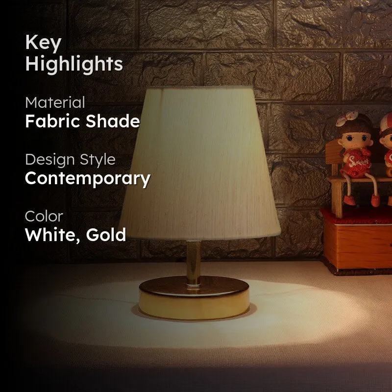 Alba Fabric Table Lamp - White,Gold media 2