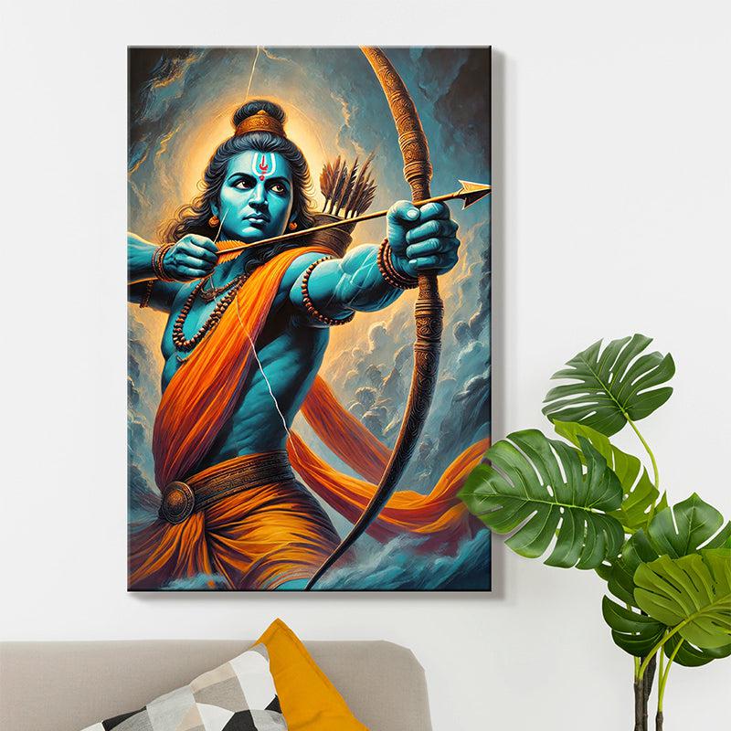 The King Of Dharma Poly Canvas Wall Painting - Blue & Orange media 6
