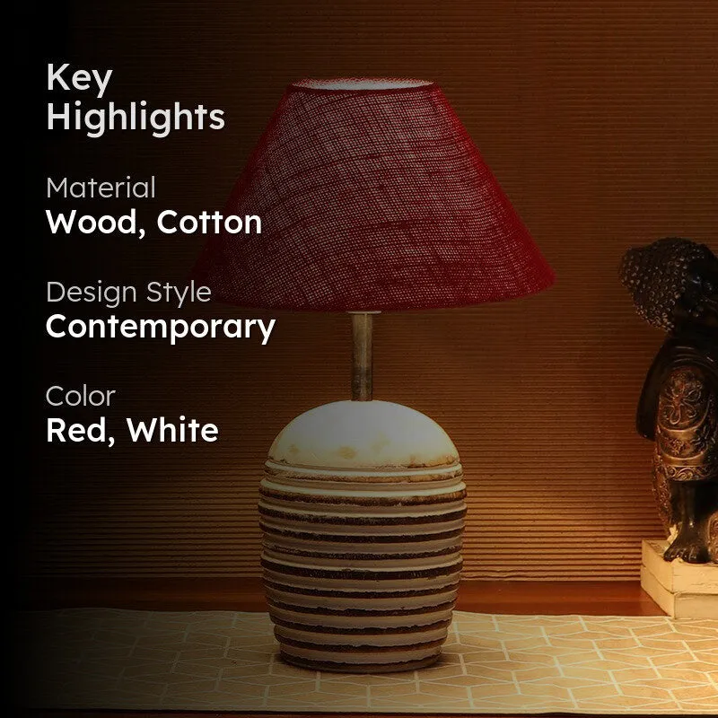 Lumexa Cotton Table Lamp With Wooden Base - Red media 2