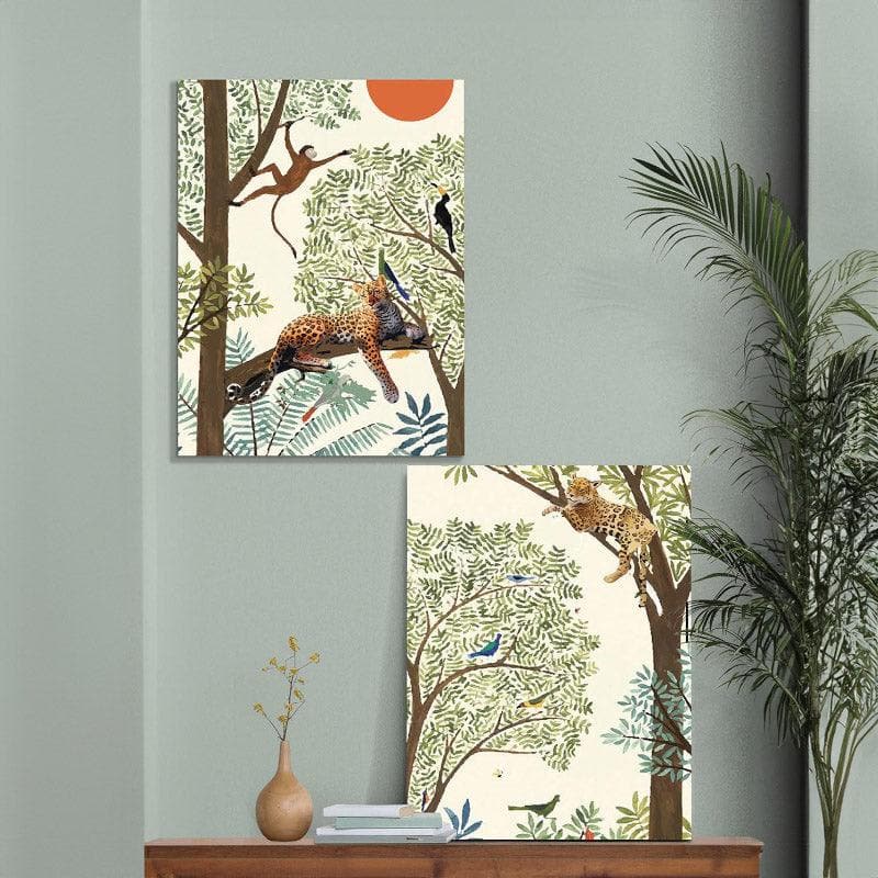Jungle Jungle Par Chali Hain Canvas Wall Painting - Set Of Two