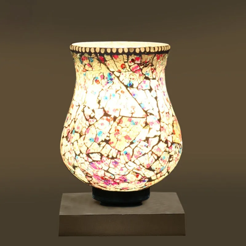 Glowfire Mosaic Glass Table Lamp With Wooden Base - Multicolor media 8