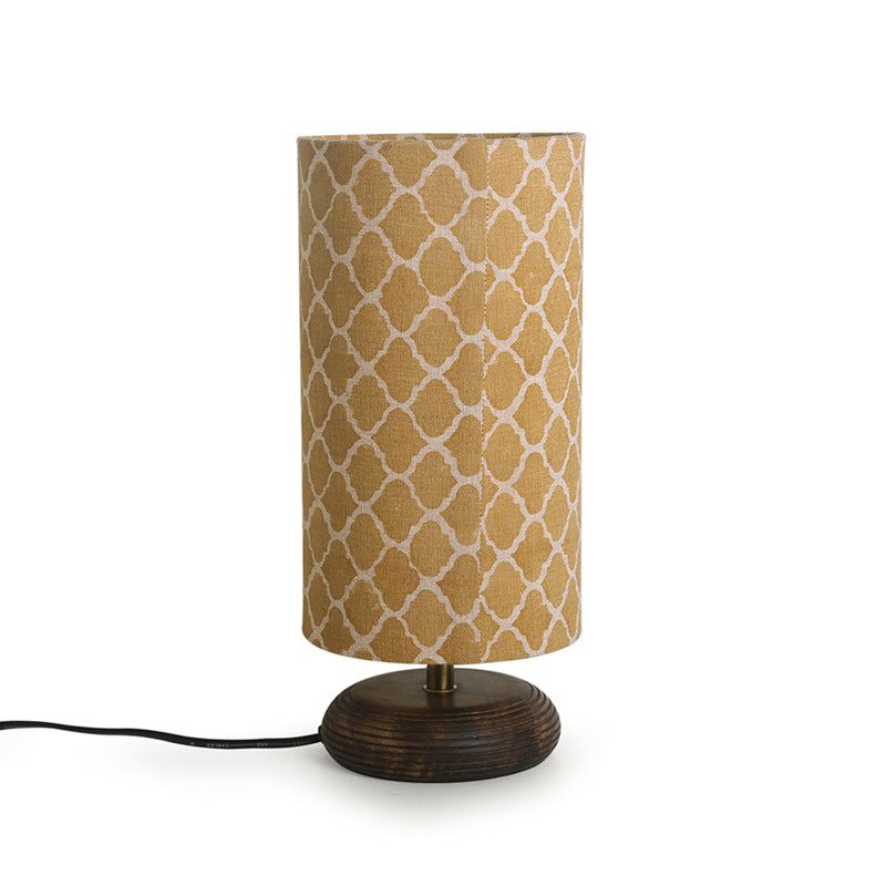 Hemang Handcrafted Mango Wood Table Lamp - Brown media 3