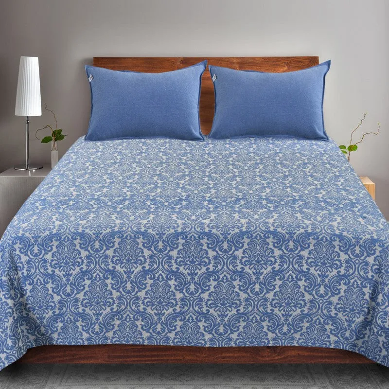 Artisan Hue Cotton Bedsheet (Blue) - 220 TC media 3