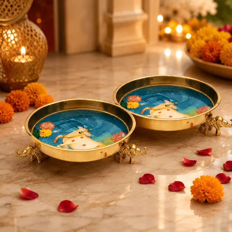 Divine Petal Aura Metal Urli - Set of Two media 1