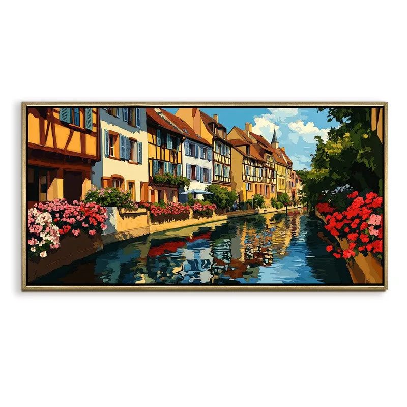 Canal Reverie Canvas Wall Painting With Frame media 3