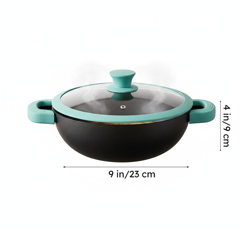 Bergner Cast Iron Kadai With Lid - 2800 mL/9 Inches media 9