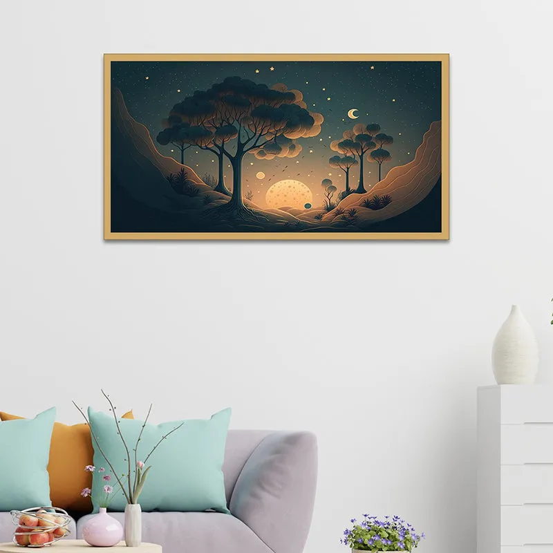 Midnight Moonrise Canvas Wall Painting media 6