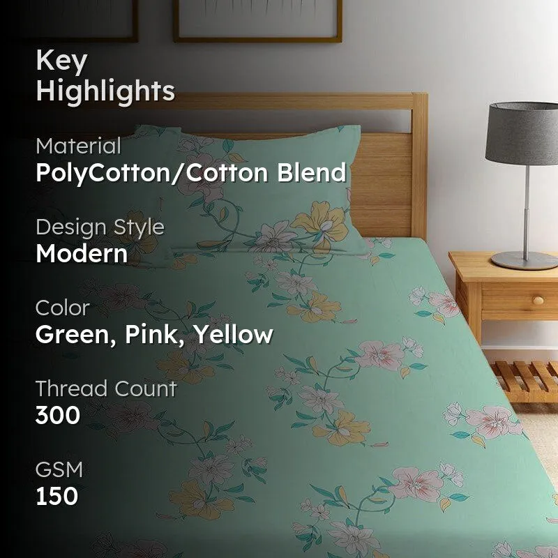 Cyan Mangolia Bedsheet - 150 GSM media 2