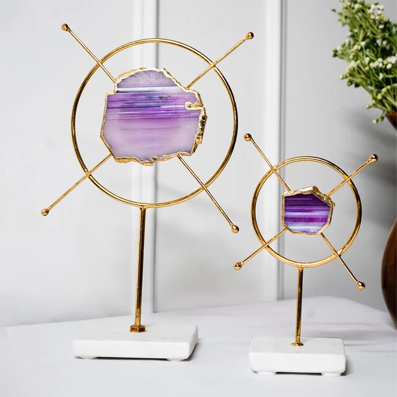 Auralith Ray Handcrafted Agate Showpiece - Set Of Two media 1