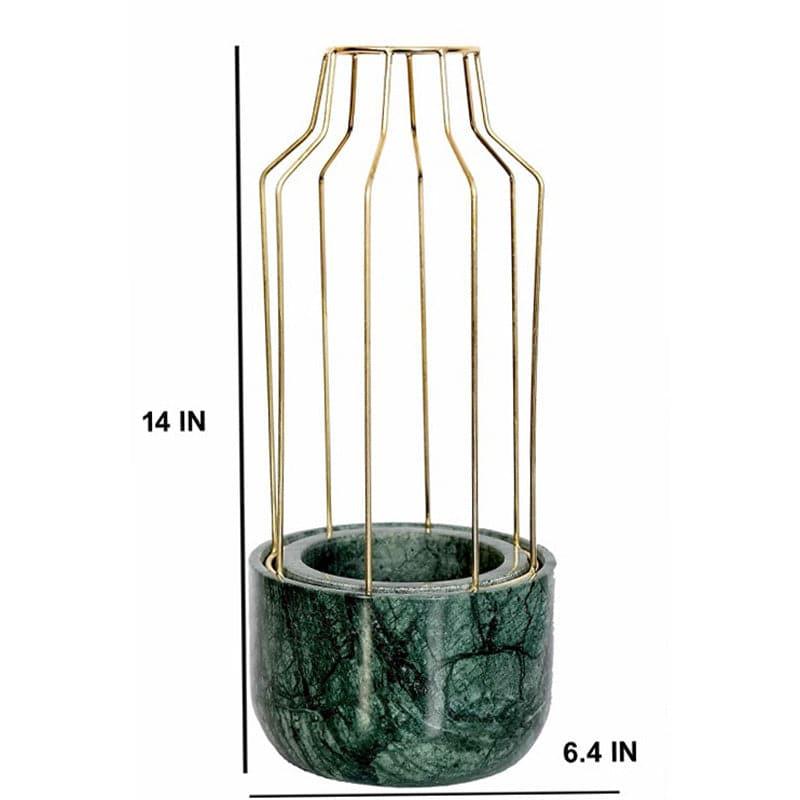 Golden Mesh Eartha Hand Crafted Marble Planter - Green media 5