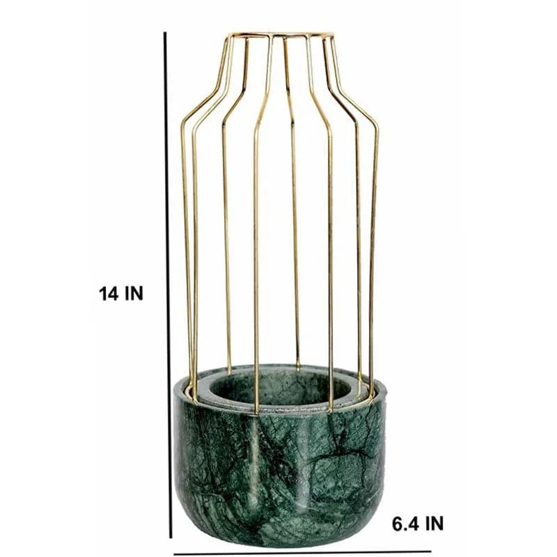 Golden Mesh Eartha Hand Crafted Marble Planter - Green media 5