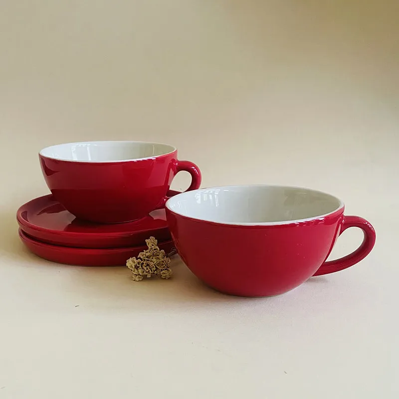 Elegant Red Cup & Saucer (240 mL Each) - Set of Two media 3