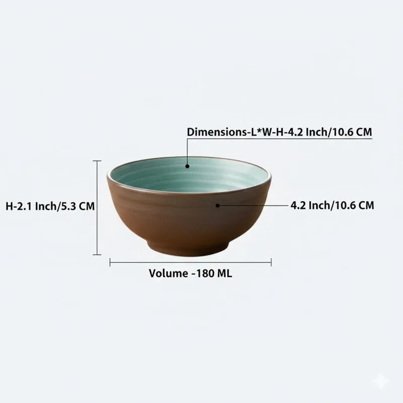 Bowluxe Ceramic Snack Bowls (Green, 180 mL Each) - Set Of Six media 7