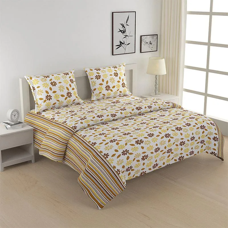 Swayam Smera Floral Bedding Set - Yellow & Brown media 1