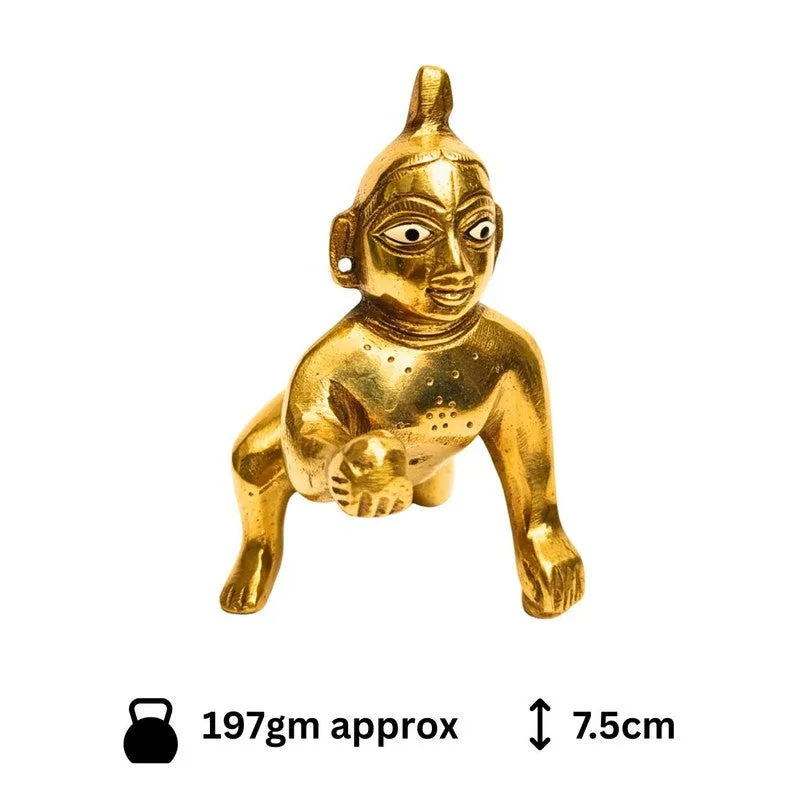 Ladu Gopal Brass Showpiece - Gold media 8