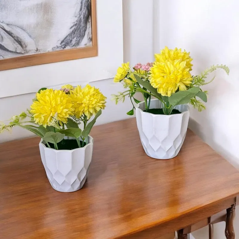 Cadris Ceramic Vase With Artificial Flower (Yellow) - Set Of Two media 1