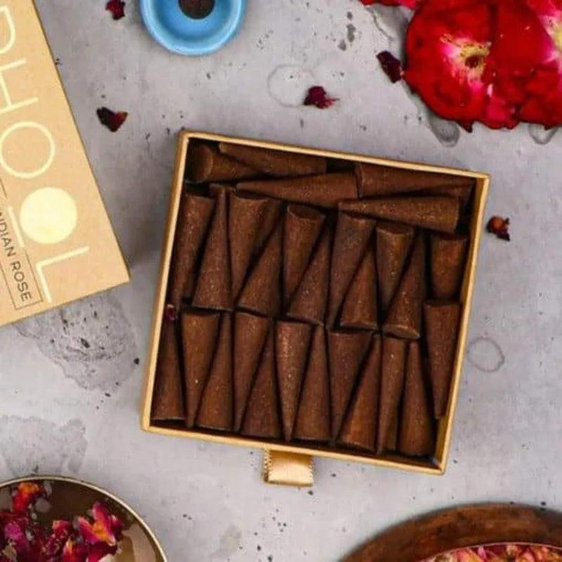Phool Natural Incense Cones (Indian Rose) - Set Of Forty media 3