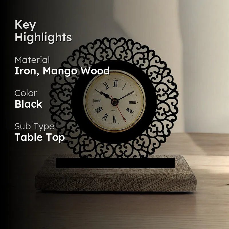 Floral Edge Analog Table Clock media 2